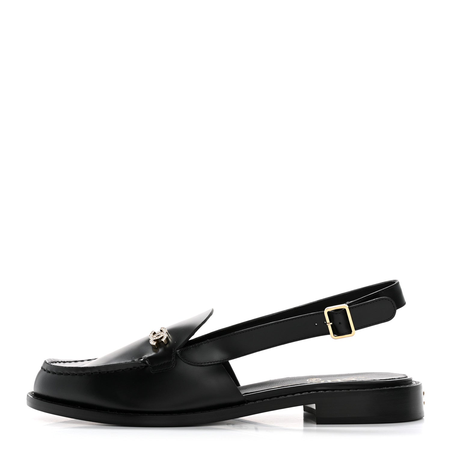 Chanel Calfskin Crystal Slingback Loafers 39 Black 1 of 10