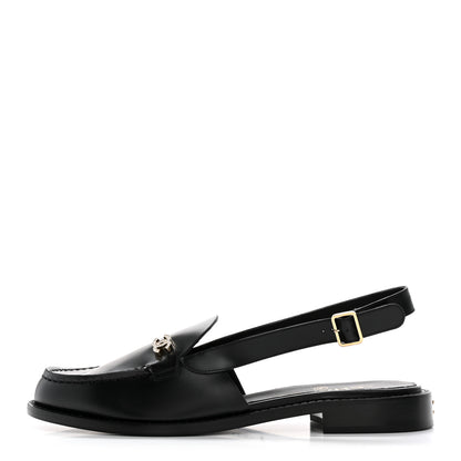 Chanel Calfskin Crystal Slingback Loafers 39 Black 1 of 10