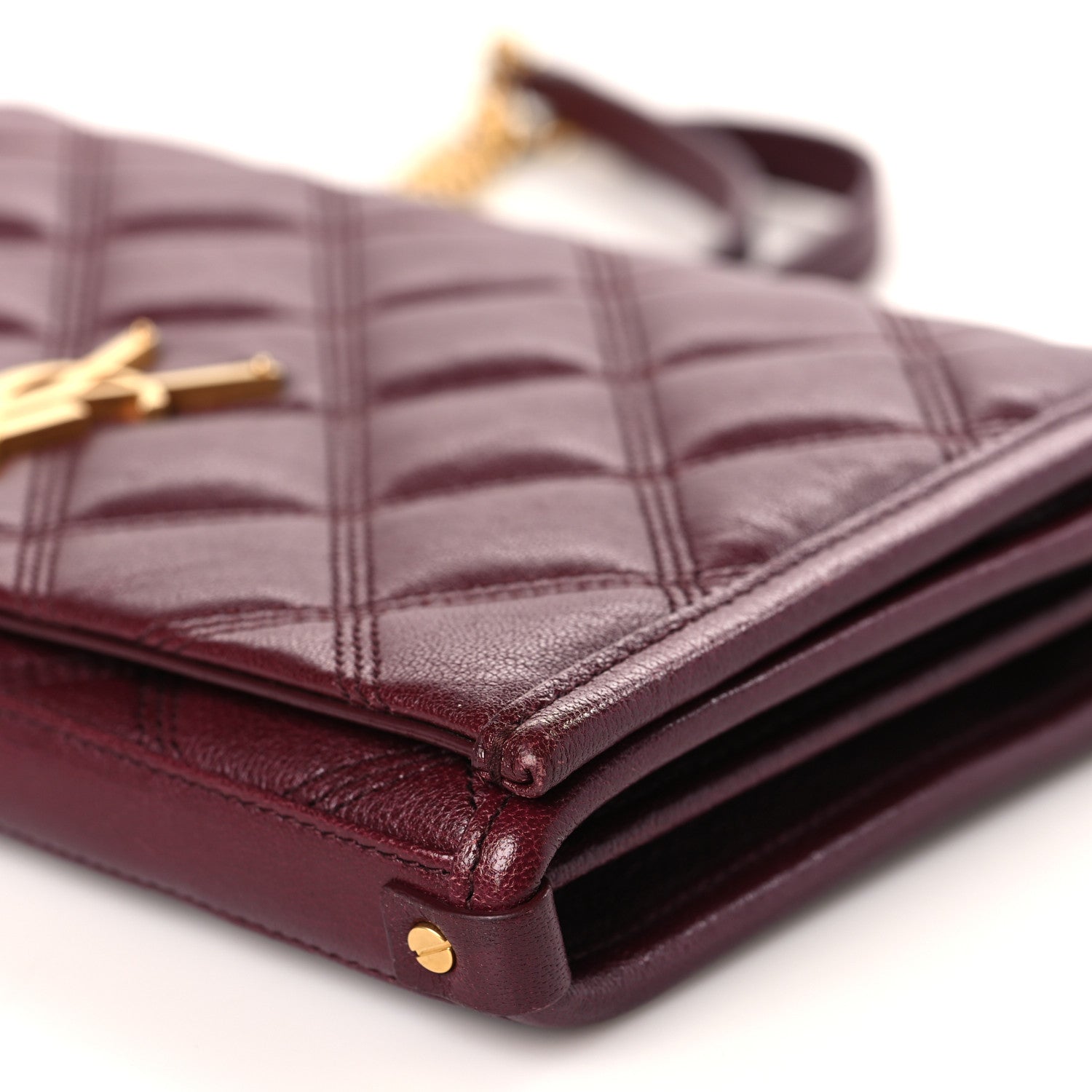 Saint Laurent Lambskin Diamond Quilted Angie Chain Bag Burgundy 9 of 9