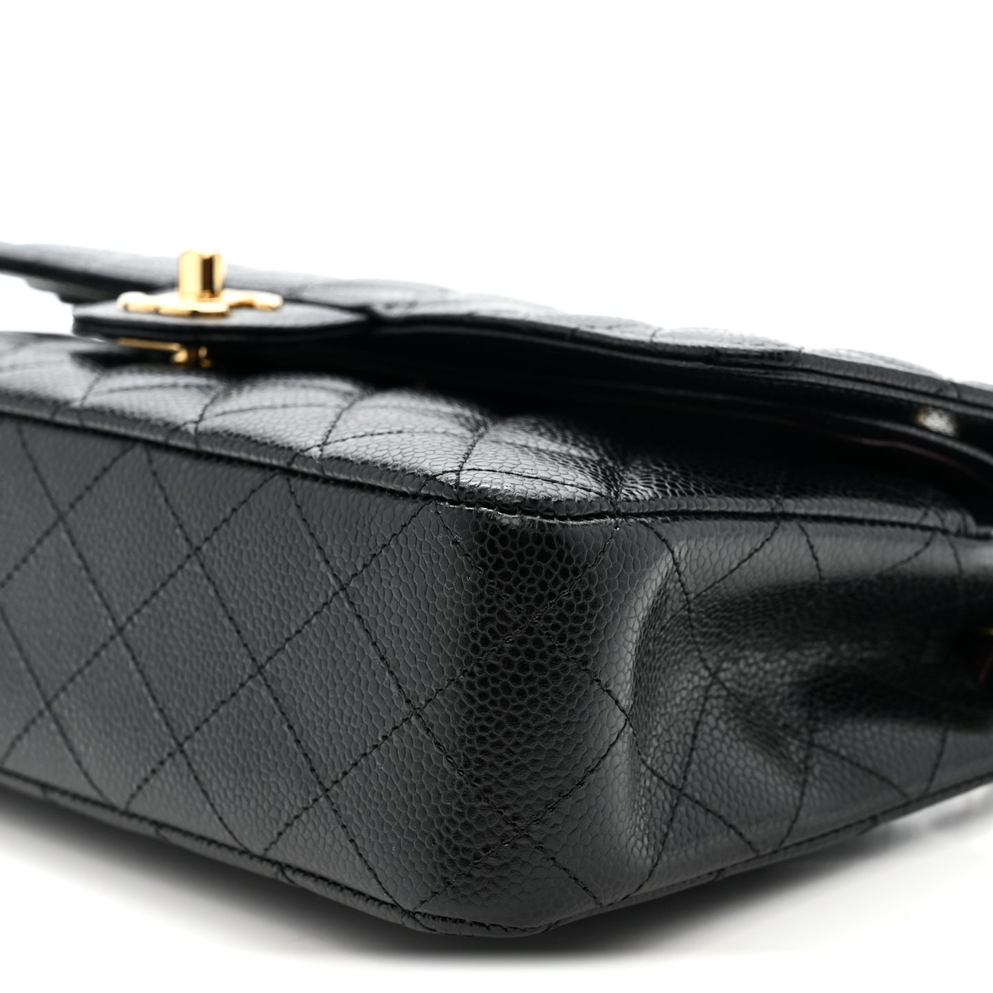 Caviar Quilted Medium Double Flap Black