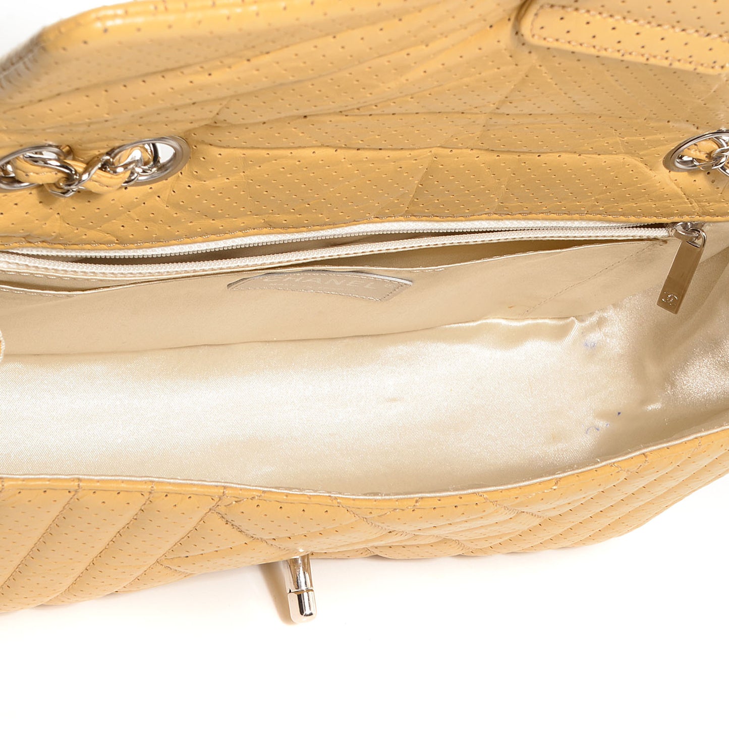 Aged Calfskin Perforated East West Flap Yellow