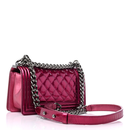 Chanel Metallic Patent Calfskin Quilted Small Boy Flap Pink 3 of 13