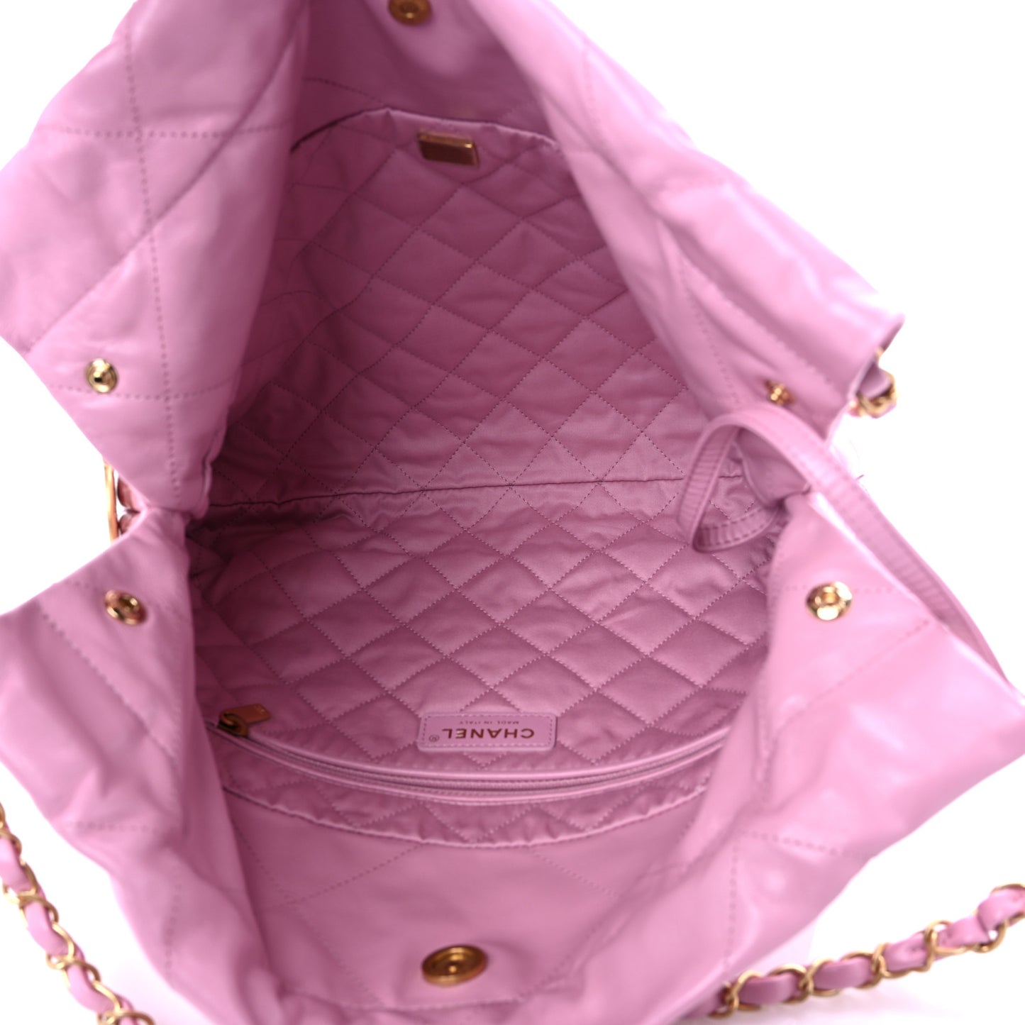 Shiny Calfskin Quilted Small Chanel 22 Pink