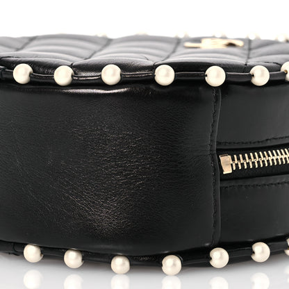 Chanel Calfskin Quilted Pearl Round Clutch With Chain Black 10 of 10
