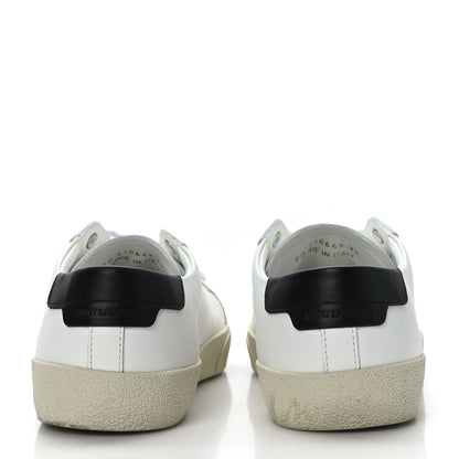 Saint Laurent Calfskin Embroidered Mens Court Classic Sneakers 39 White Black 4 of 11