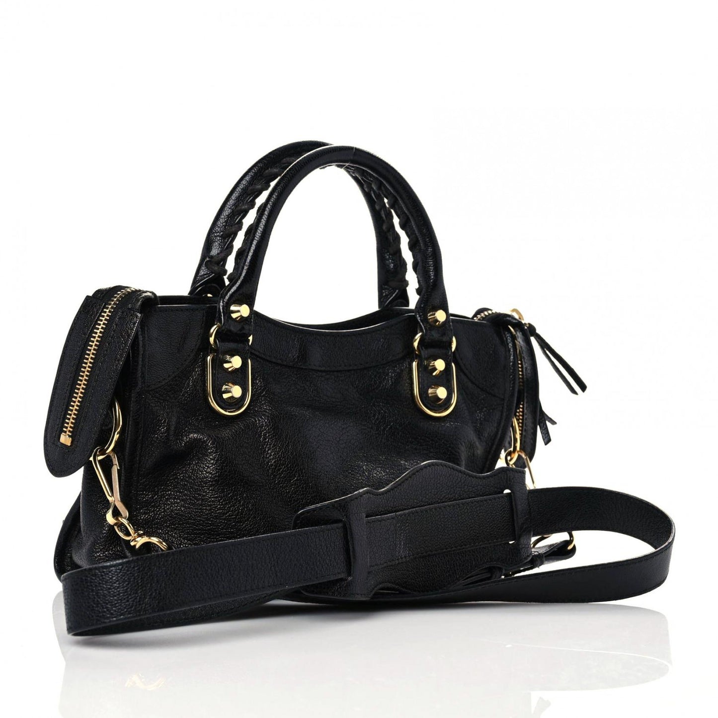 Chevre Gold Metallic Edge Hardware Mini City Black