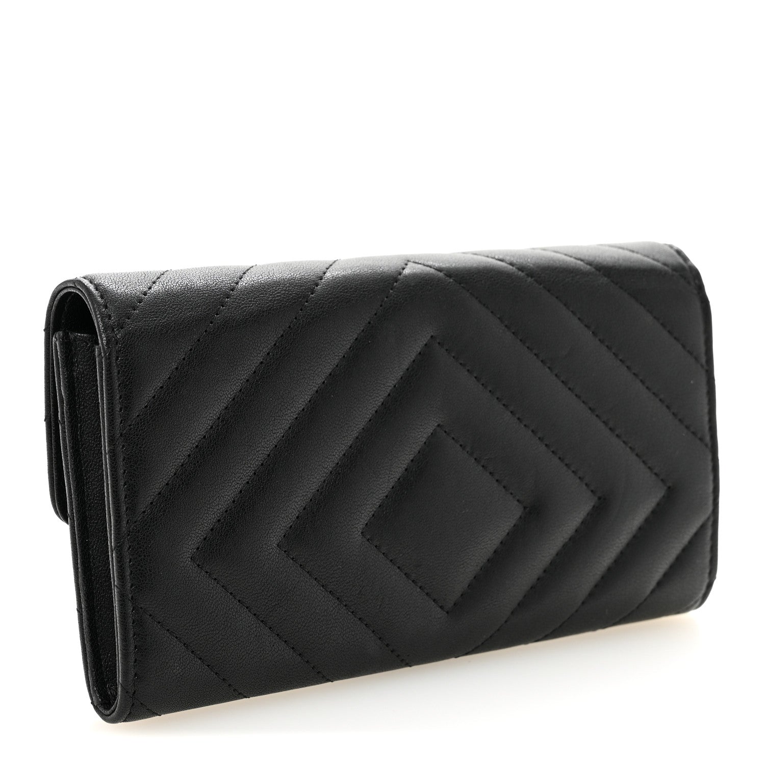 Chanel Sheepskin Chevron Quilted Reissue Large Gusset Flap Wallet So Black 3 of 10