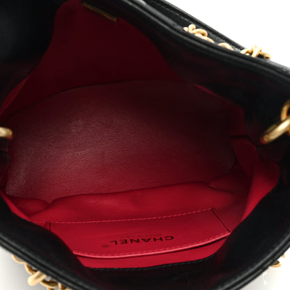 Chanel Lambskin Enamel Quilted Pending CC Bucket Drawstring Bag Black 5 of 9
