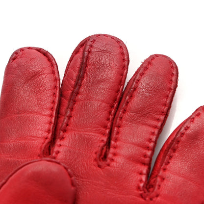 Hermes Lambskin Clous de Selle Gloves 7 Red 8 of 10