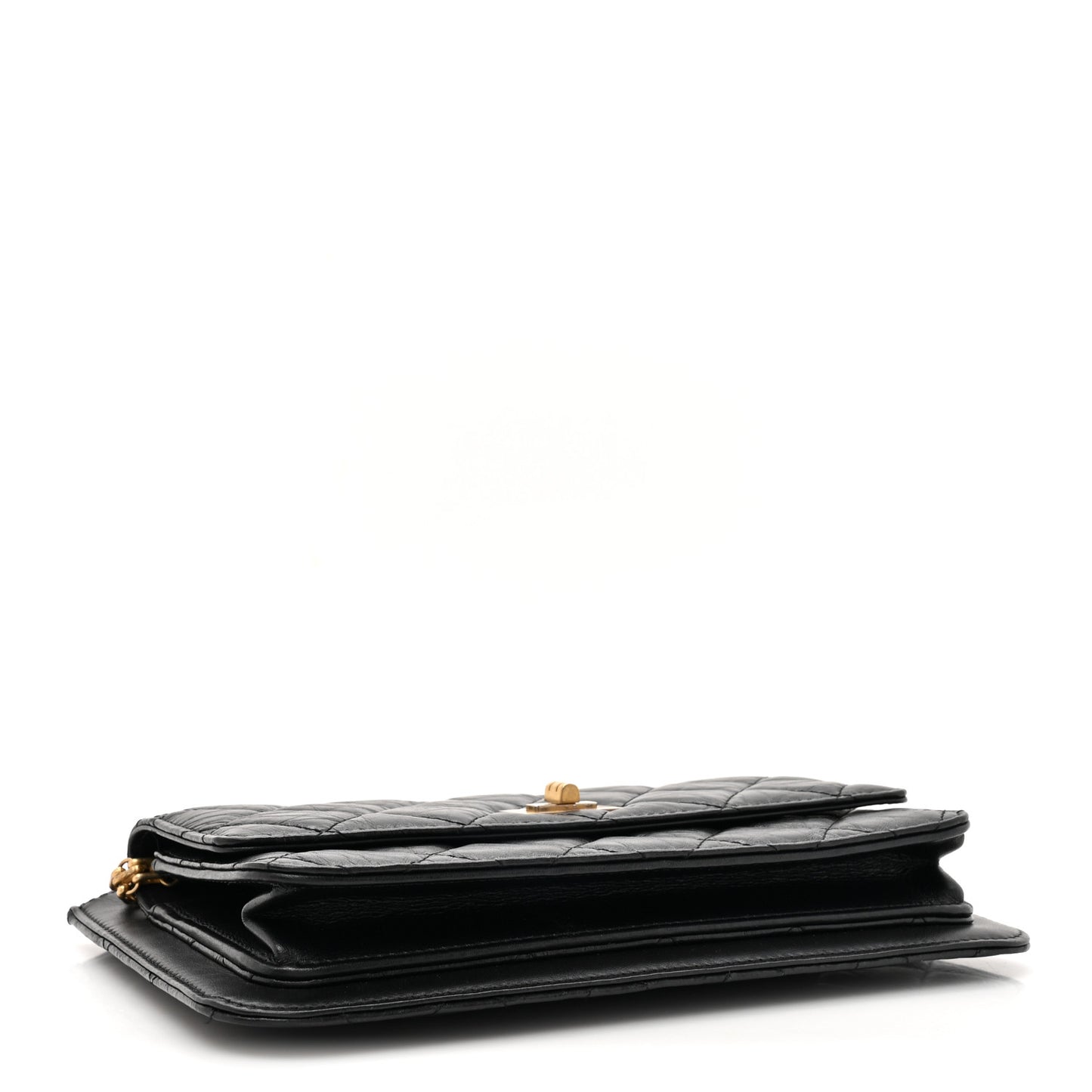 Aged Calfskin Quilted 2.55 Reissue Chain Wallet Black