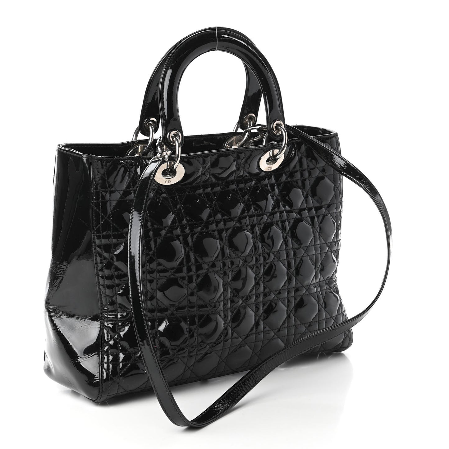 Patent Cannage Large Lady Dior Black