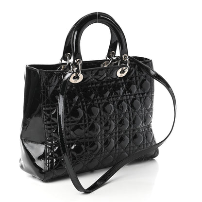 Christian Dior Patent Cannage Large Lady Dior Black 3 of 12