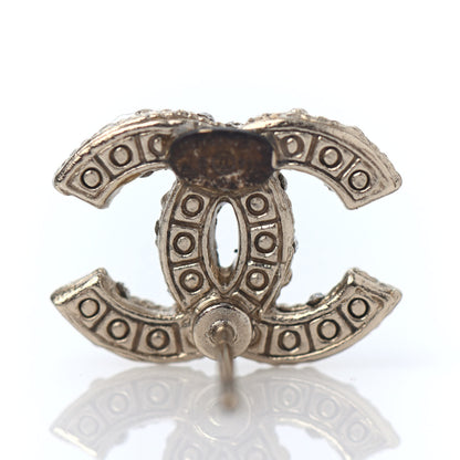 Chanel Pearl Crystal CC Stud Earrings Gold 4 of 4