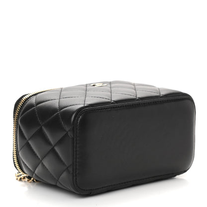 Chanel Lambskin Quilted Small Vanity Case With Chain Black 4 of 11