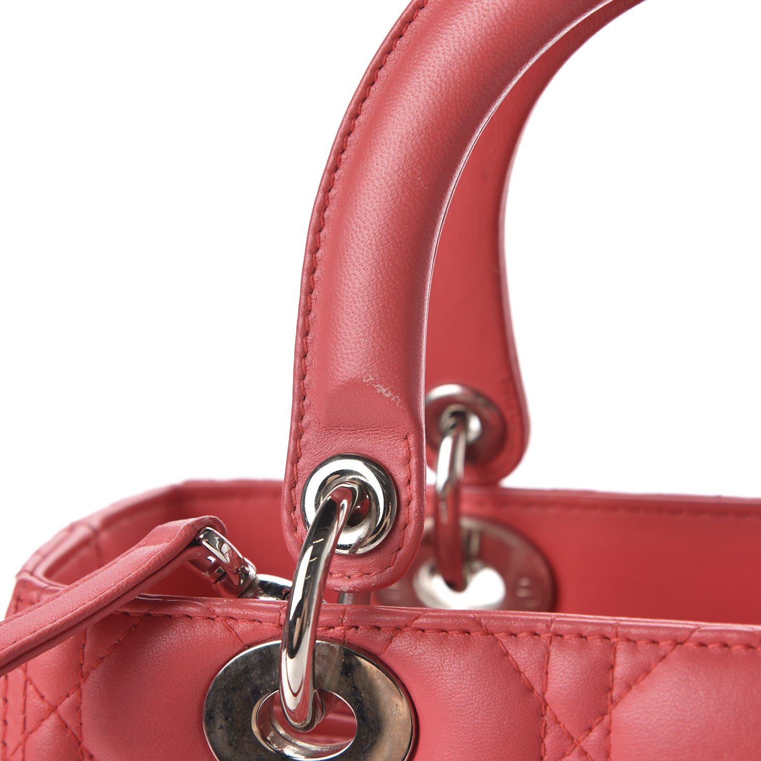Christian Dior Lambskin Cannage Medium Lady Dior Coral 11 of 11