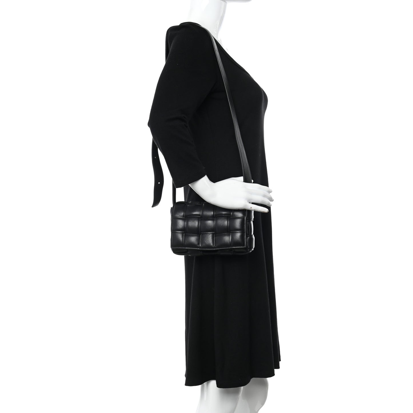 Nappa Maxi Intreccio Small Padded Cassette Crossbody Bag Black