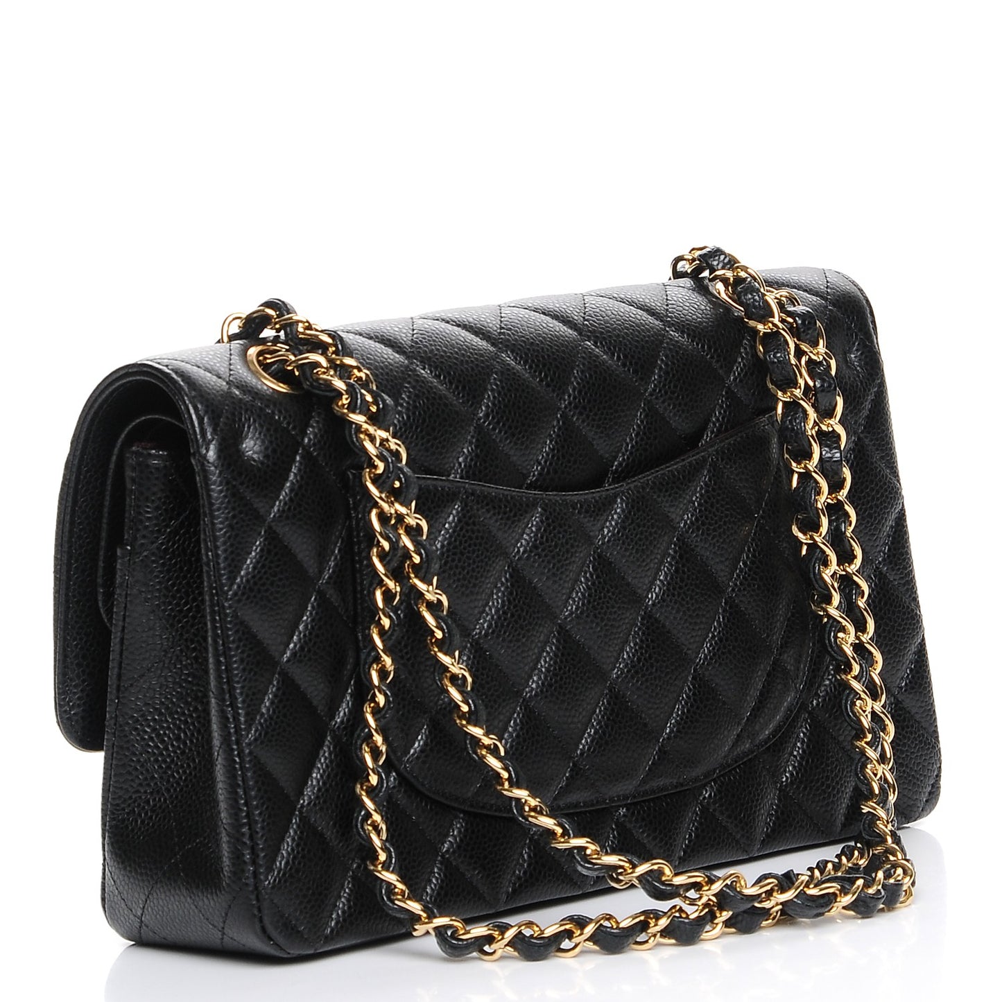 Caviar Quilted Medium Double Flap Black