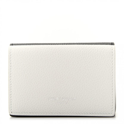 Saint Laurent Grained Calfskin Paris Petite Compact Wallet White Black 1 of 7