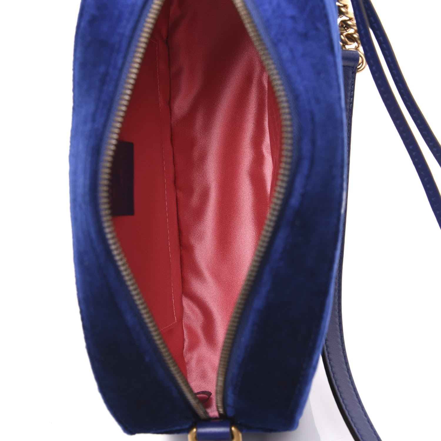 Gucci Velvet Matelasse Small GG Marmont Chain Shoulder Bag Cobalt 4 of 10