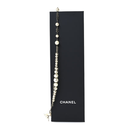 Chanel Crystal Pearl Multi Strand Chain CC Long Necklace Silver 6 of 6