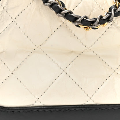 Chanel Aged Calfskin Quilted Small Gabrielle Hobo Black White 8 of 11