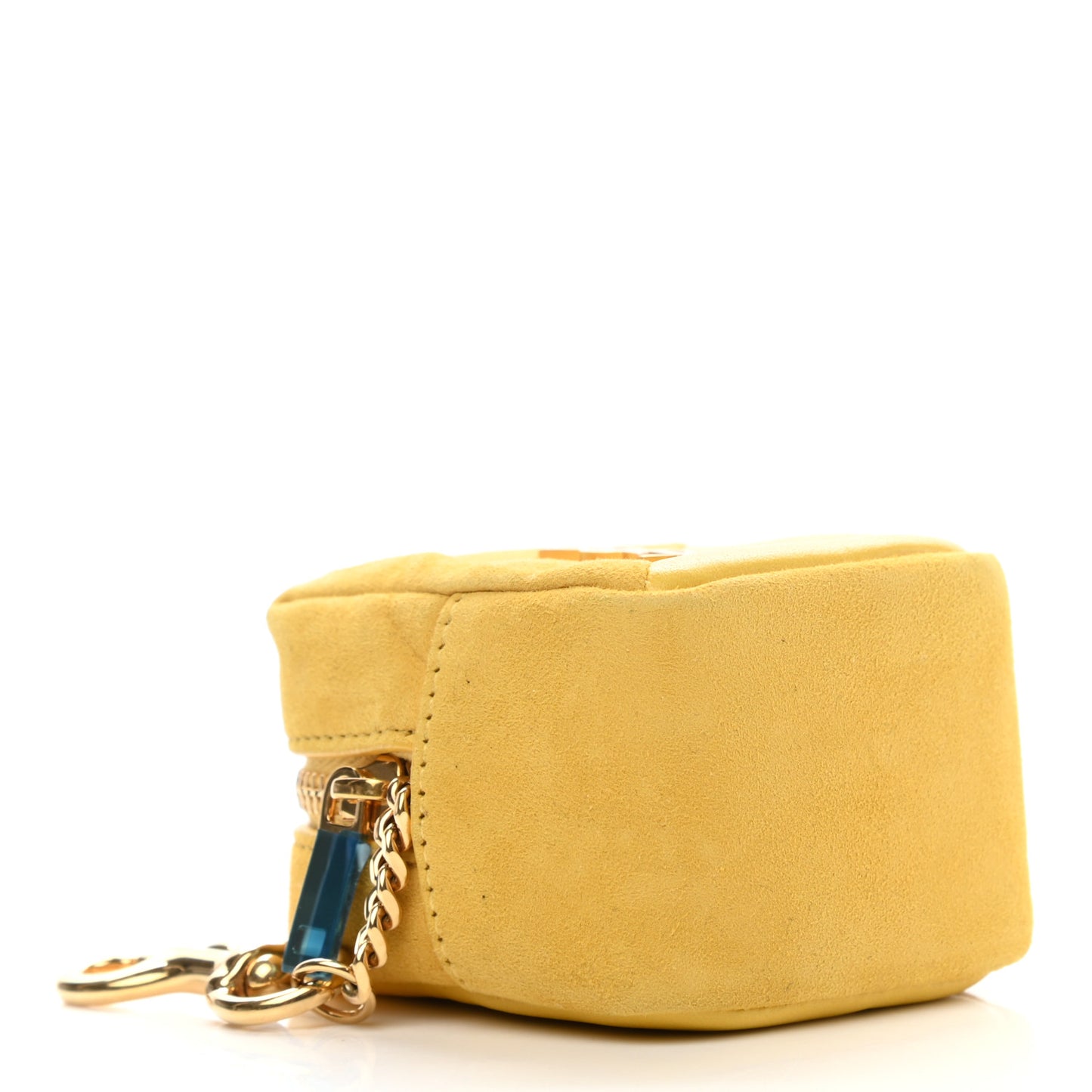 Suede Lambskin Jaime Cube Charm Keychain Sunflower