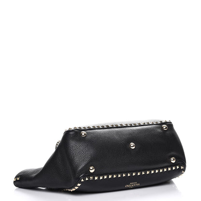 Valentino Garavani Alce Printed Calfskin Medium Rockstud Tote Black 5 of 9