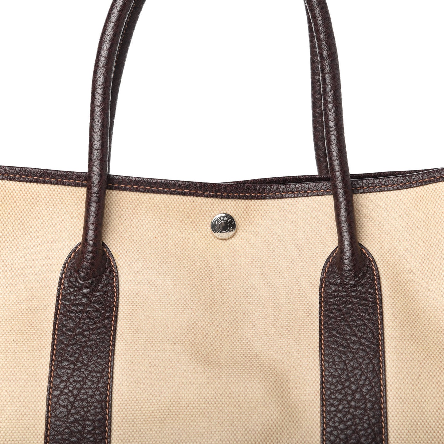 Toile Buffle Gala Garden Party Tote 36 MM Marron Fonce