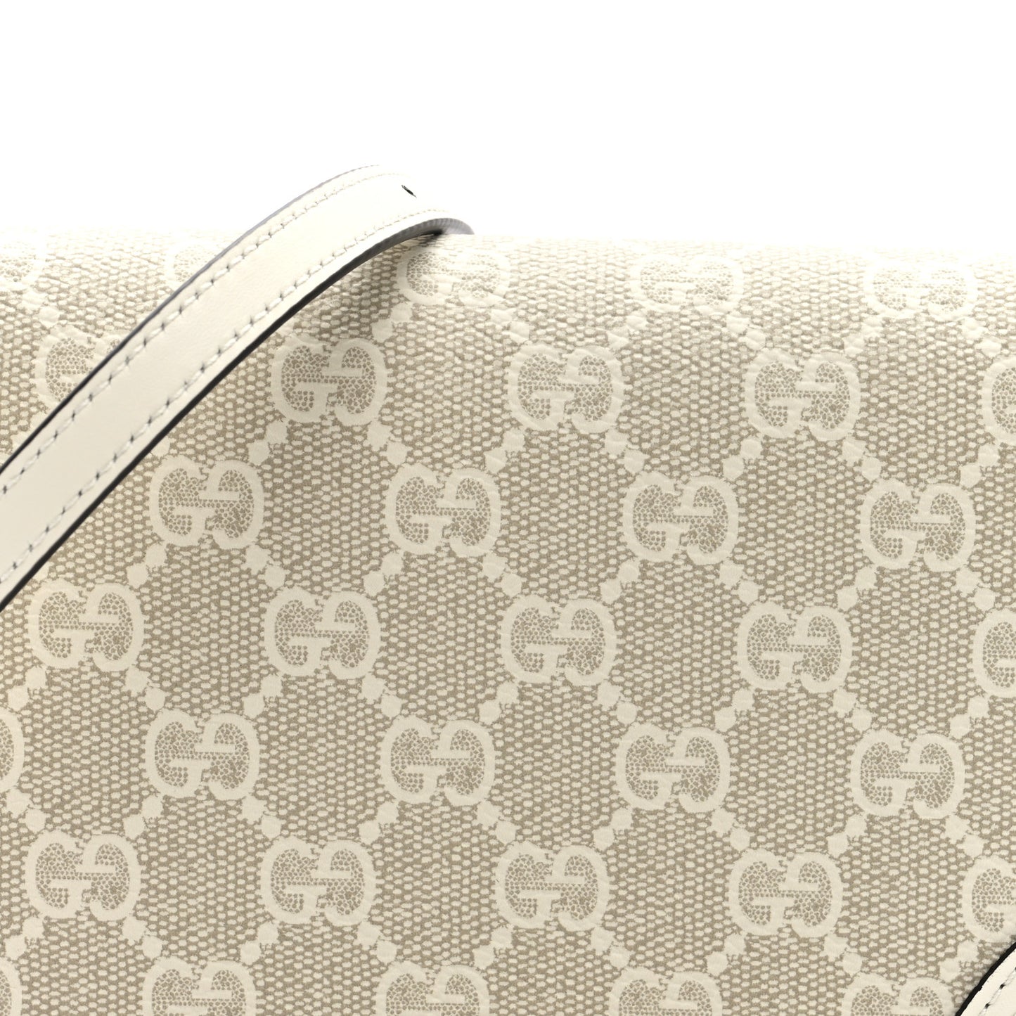 GG Emblem Monogram Wallet With Strap Beige White