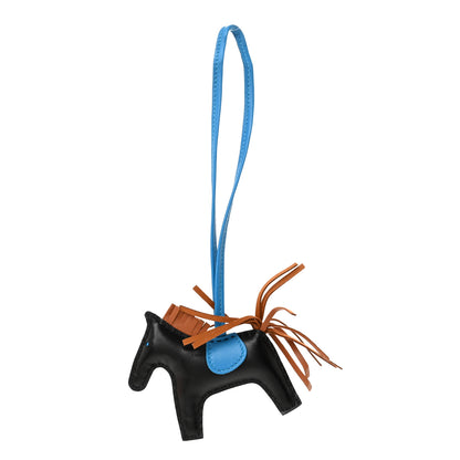 Hermes Milo Lambskin Grigri Rodeo Horse Bag Charm PM Black Gold Bleu Zanzibar 1 of 5