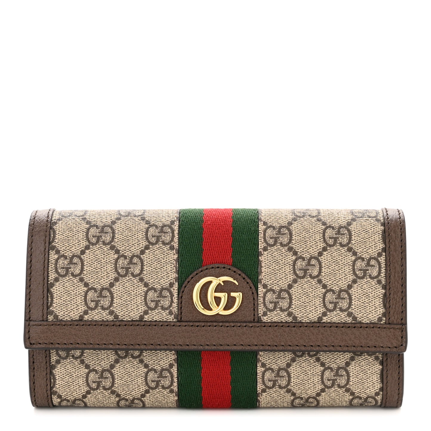 GG Supreme Monogram Web Ophidia Continental Wallet Brown