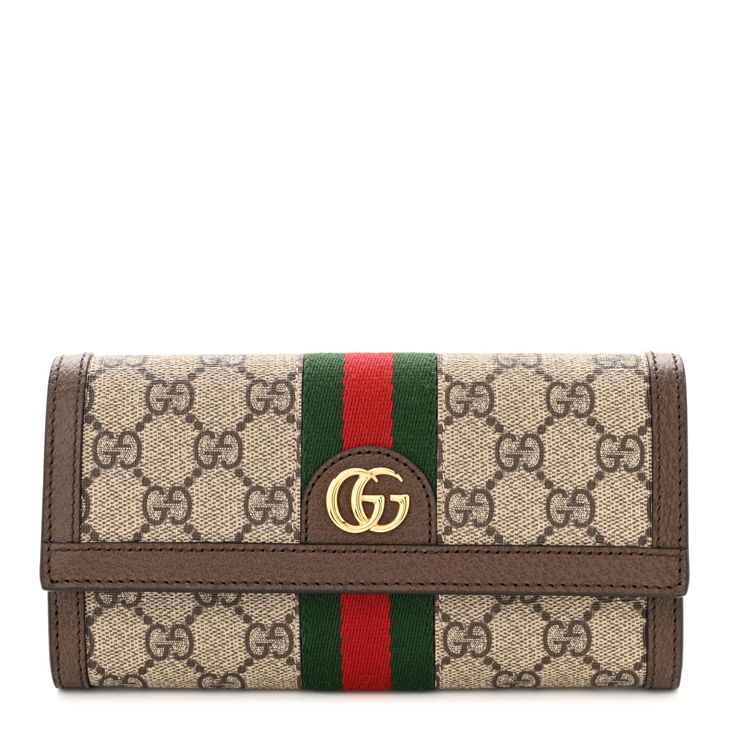 Gucci GG Supreme Monogram Web Ophidia Continental Wallet Brown 1 of 9