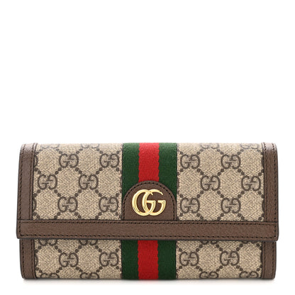 Gucci GG Supreme Monogram Web Ophidia Continental Wallet Brown 1 of 9