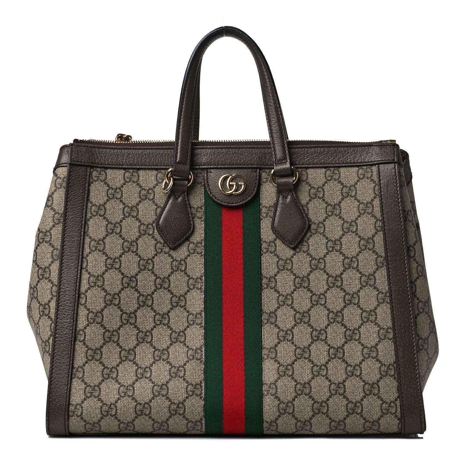 Gucci GG Supreme Monogram Web Medium Ophidia Tote Bag Brown 1 of 8
