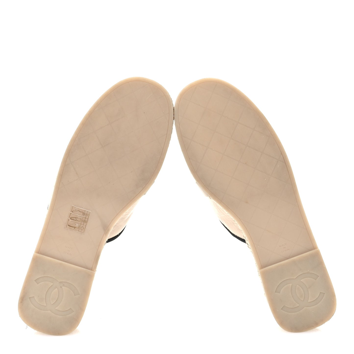 Crumpled Goatskin CC Espadrille Mules 40 Beige Black