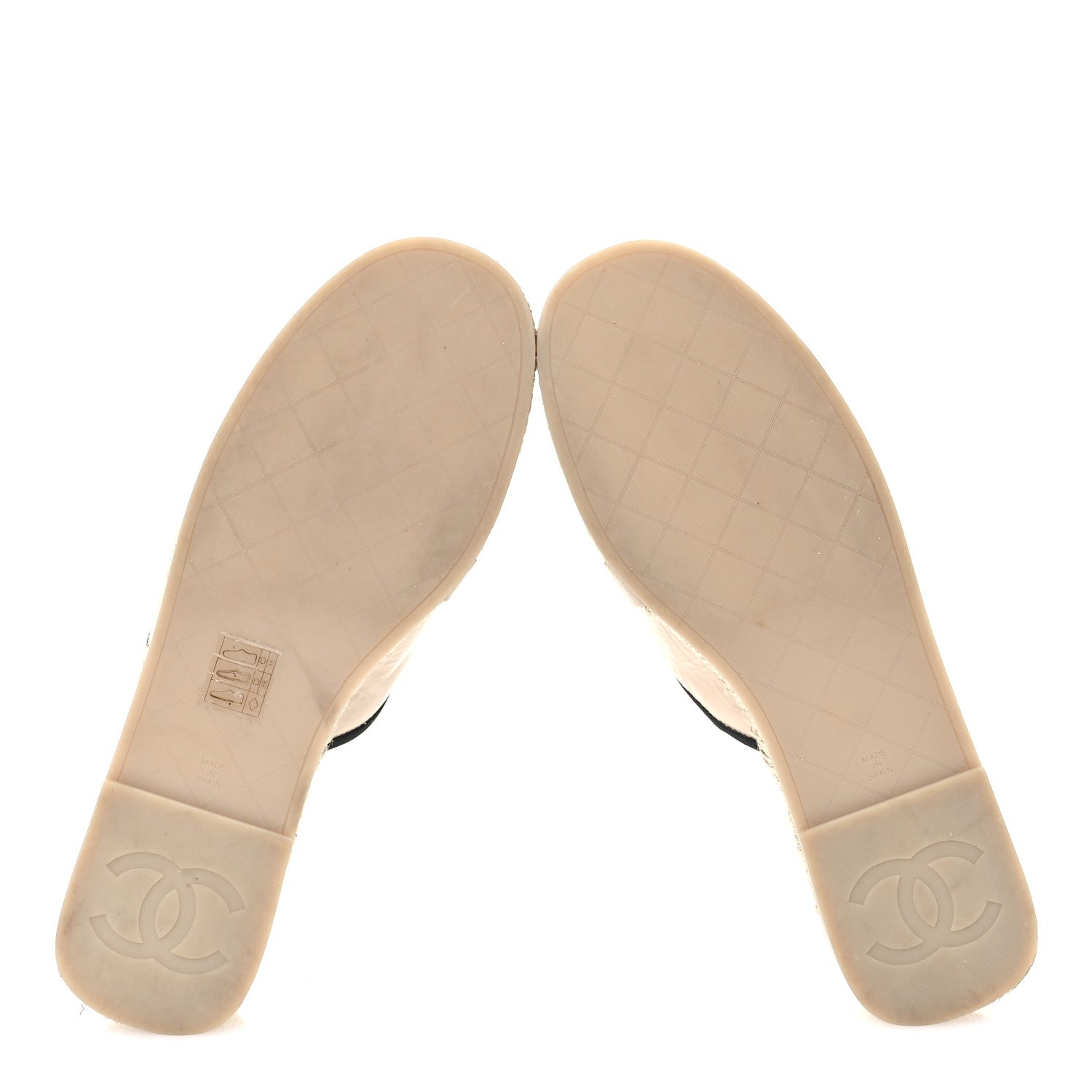 Chanel Crumpled Goatskin CC Espadrille Mules 40 Beige Black 5 of 8