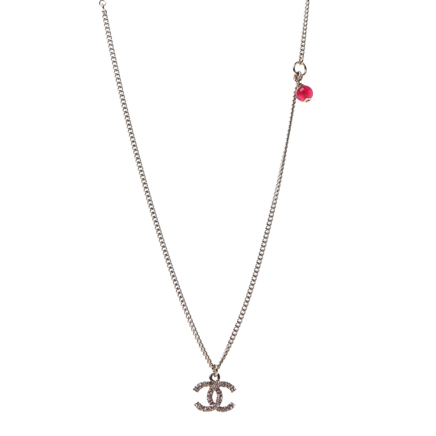 Chanel Crystal CC Necklace Pink Gold 1 of 4