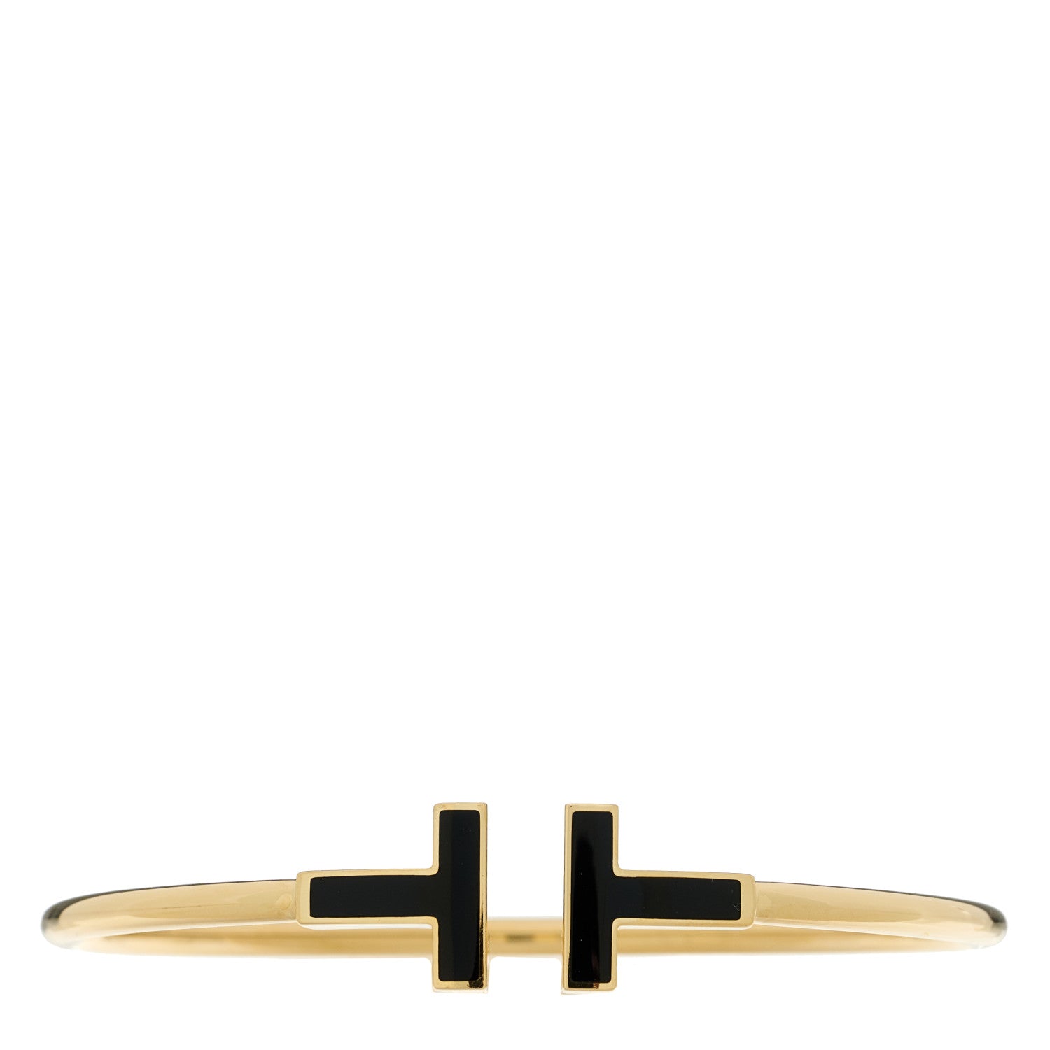 Tiffany 18K Yellow Gold Black Onyx T Wire Bracelet 1 of 3