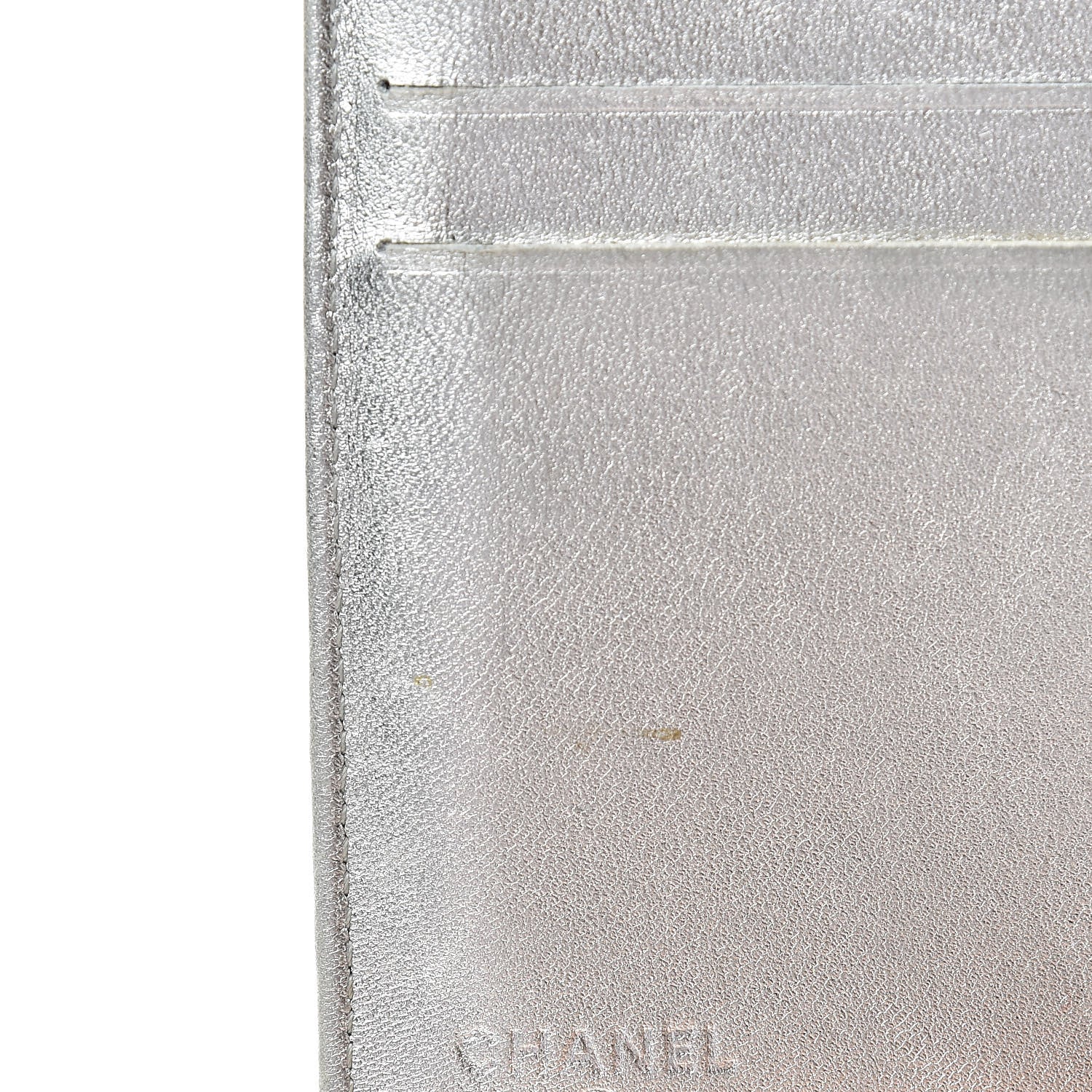 Chanel Metallic Lambskin Quilted Zipped Pocket Wallet Silver 13 of 21