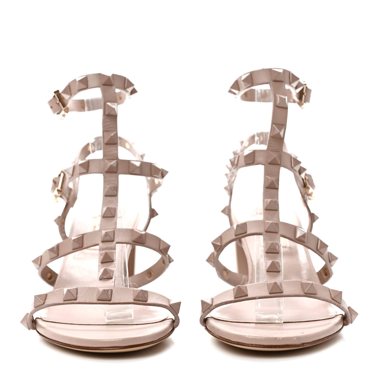 Valentino Garavani Calfskin Lacquered Monochrome Rockstud 60mm City Sandals 36 Poudre 2 of 7