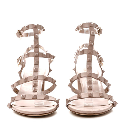 Valentino Garavani Calfskin Lacquered Monochrome Rockstud 60mm City Sandals 36 Poudre 2 of 7
