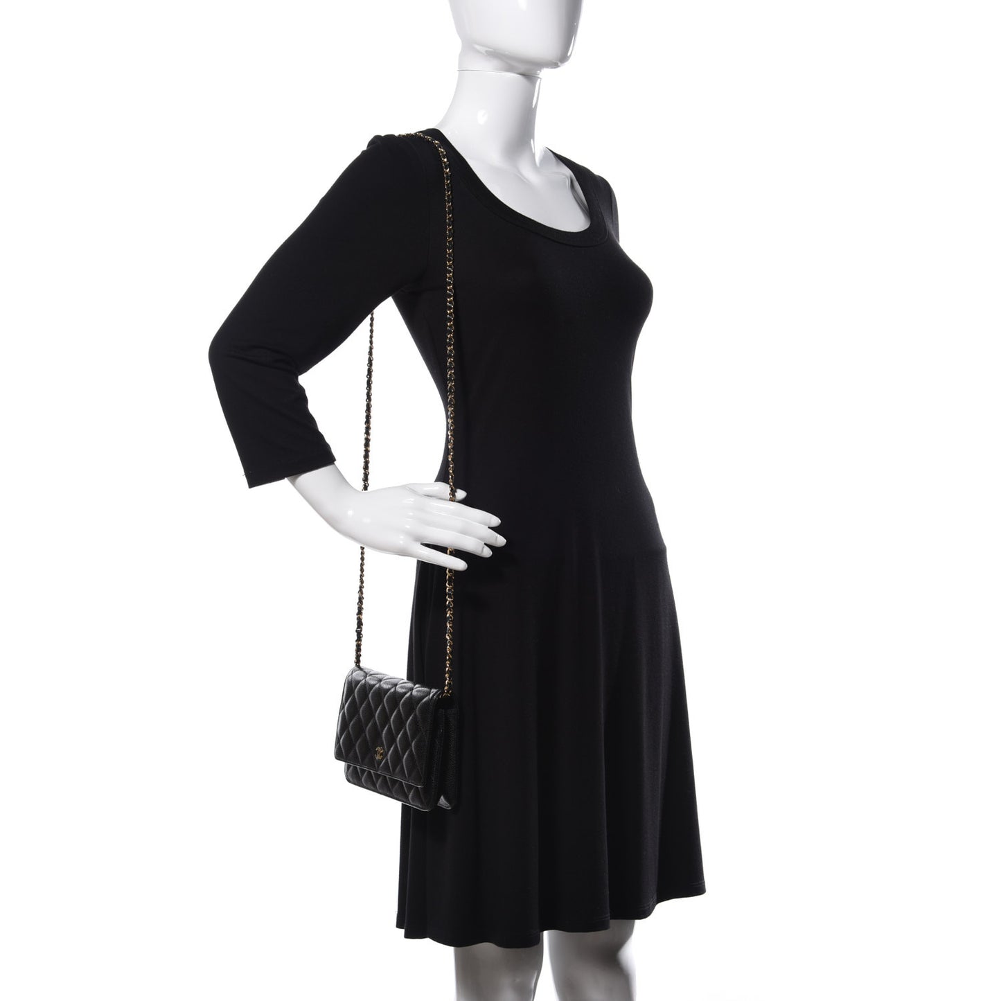 Caviar Quilted Wallet On Chain WOC Black