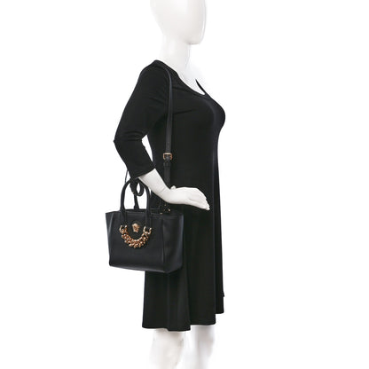Versace Grained Calfskin Small La Medusa Chain Convertible Tote Black 3 of 8