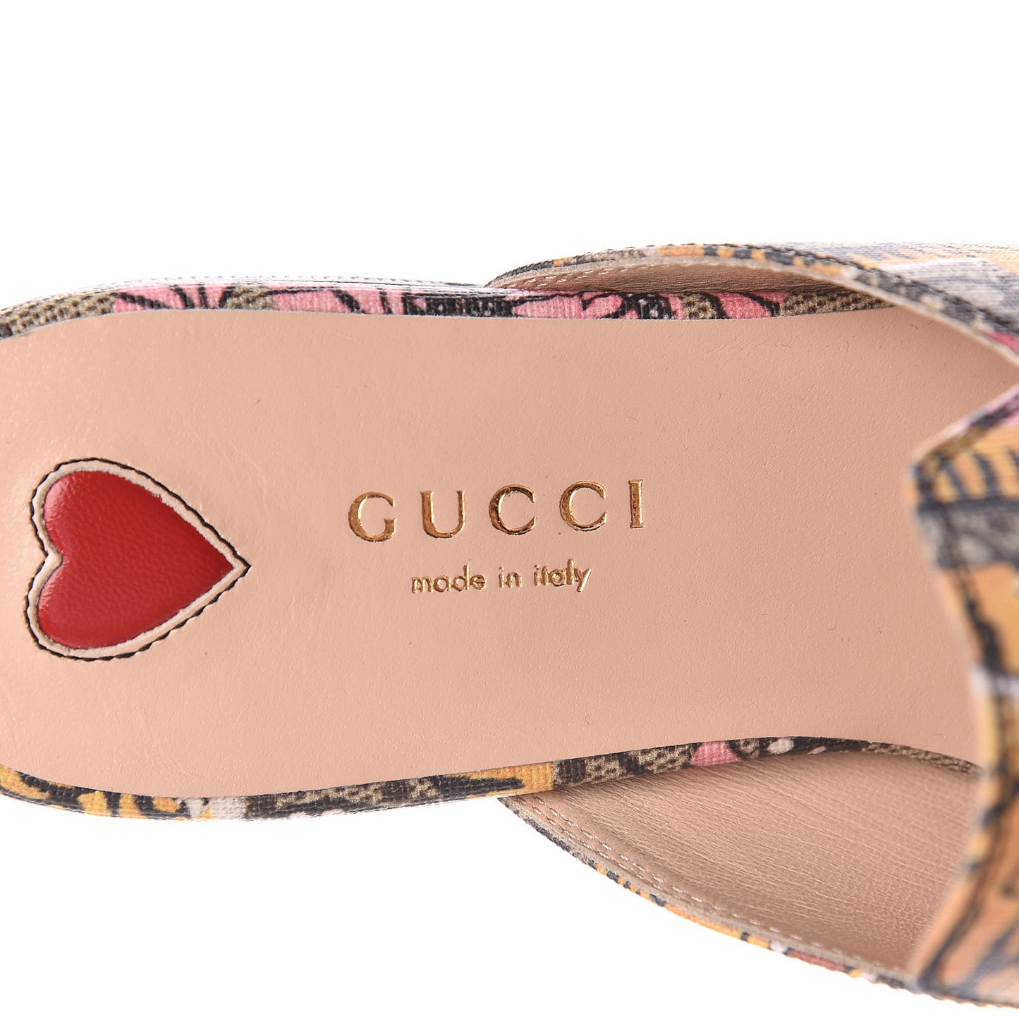 GG Supreme Monogram Bengal Womens Princetown Slippers 36 Beige Crop Pink