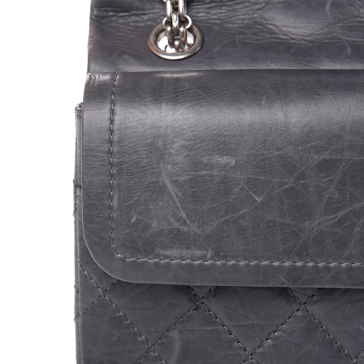 Chanel Aged Calfskin Quilted 50th Anniversary 2.55 Reissue Flap 226 Grey 14 of 18