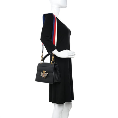 Gucci Calfskin Sylvie Web Small Queen Margaret Top Handle Bag Black 2 of 13