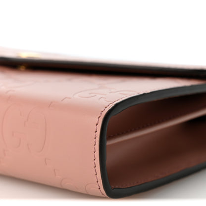 Gucci Calfskin GG Debossed Chain Wallet Pink 8 of 8