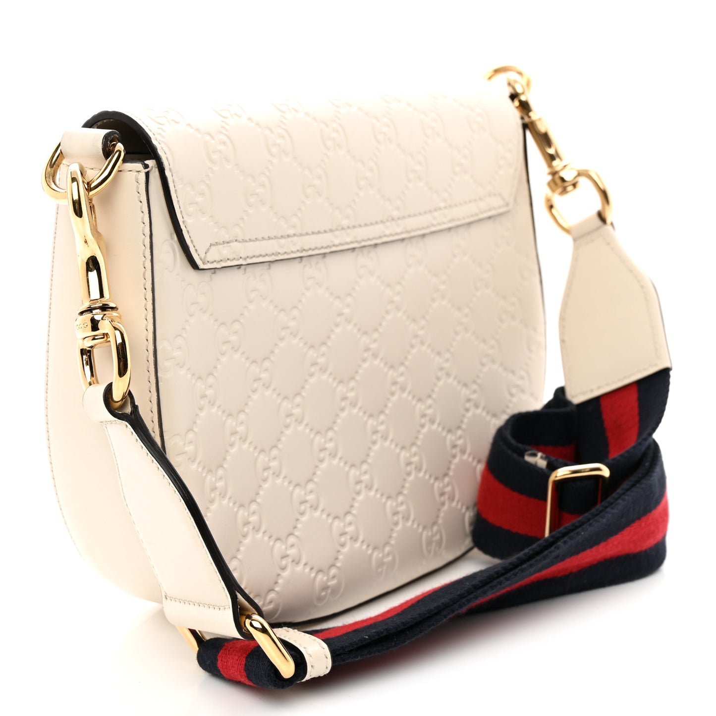 Guccissima Web Medium Padlock Messenger Shoulder Bag White