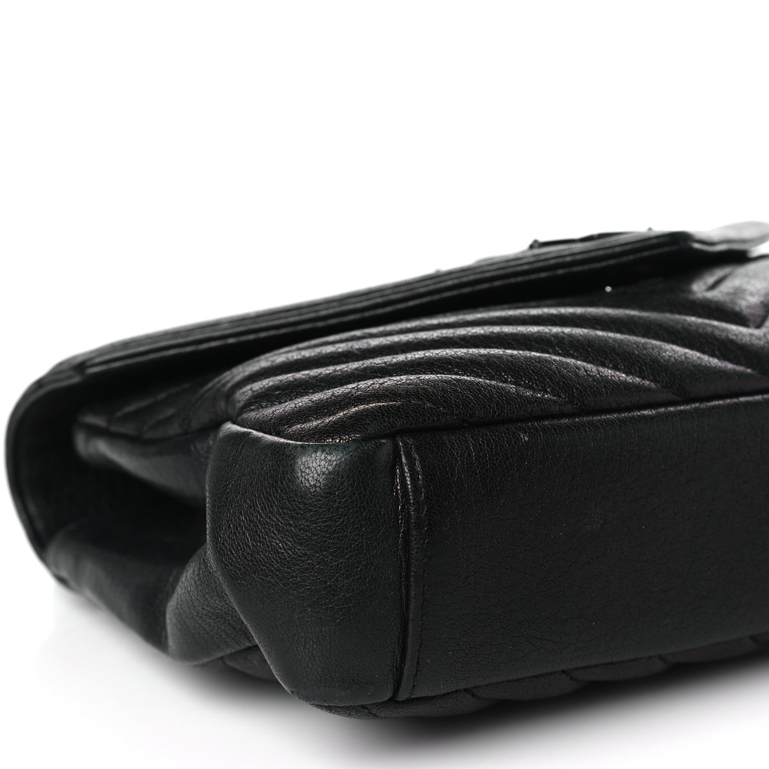 Saint Laurent Sheepskin Matelasse Chevron Monogram Monochrome Medium College Bag Black 8 of 9