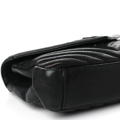 Saint Laurent Sheepskin Matelasse Chevron Monogram Monochrome Medium College Bag Black 8 of 9